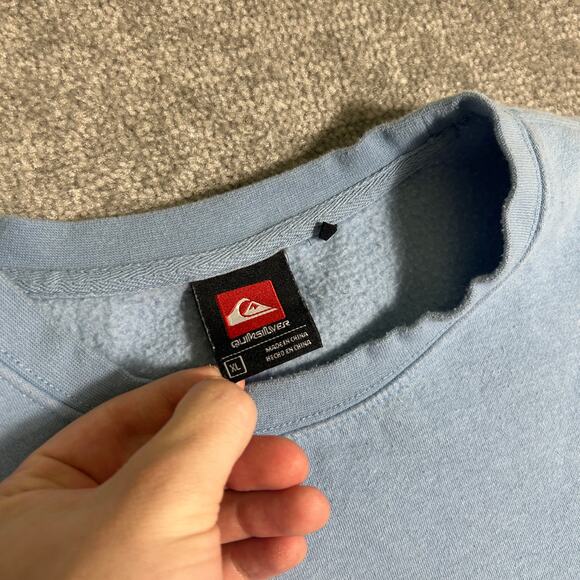 Quiksilver Y2K Surfwear Size XL Blue Surfing Pullover Fleece Crewneck Sweatshirt - Picture 3 of 6
